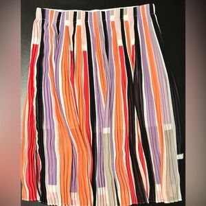 Joan Vass Colorful Striped A-Line Skirt
